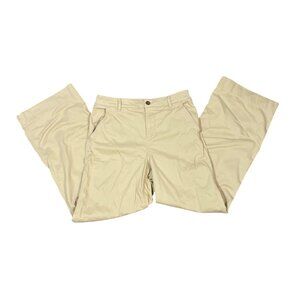 L.L. Bean Womens Beige Stretch Wide leg Cotton Chino Pants Size 6 M/T Preppy Cas